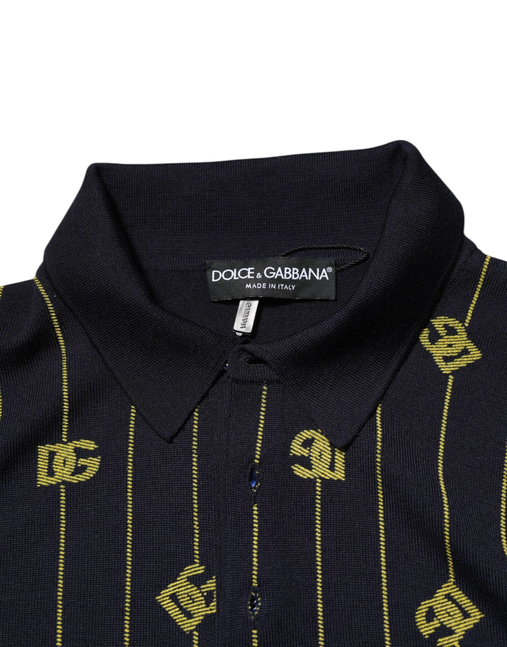 Dolce & Gabbana Black Logo Jacquard Knitted Polo Shirt T-shirt by Dolce & Gabbana