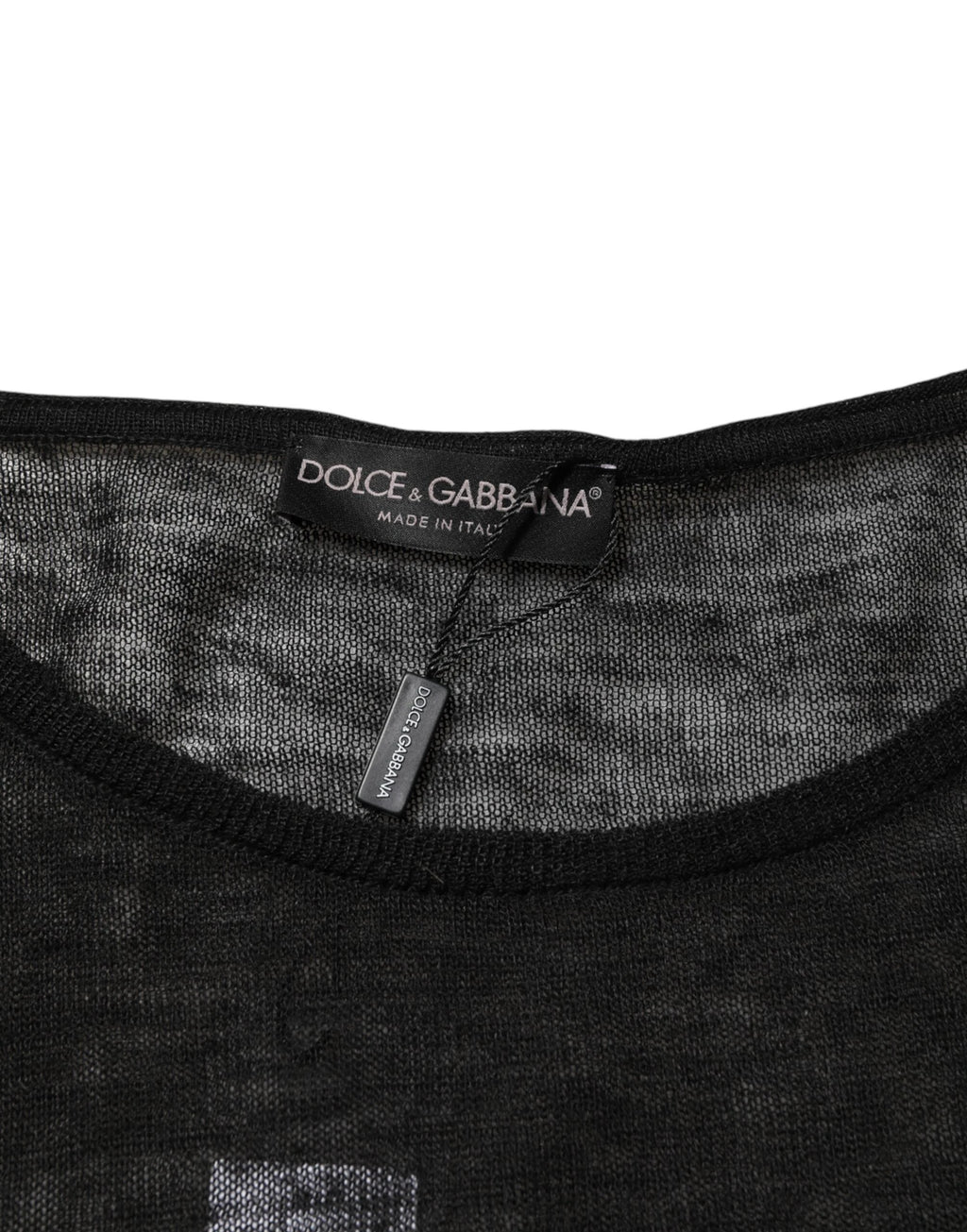 Dolce & Gabbana Black Linen Mesh Tattered Longsleeves T-shirt by Dolce & Gabbana