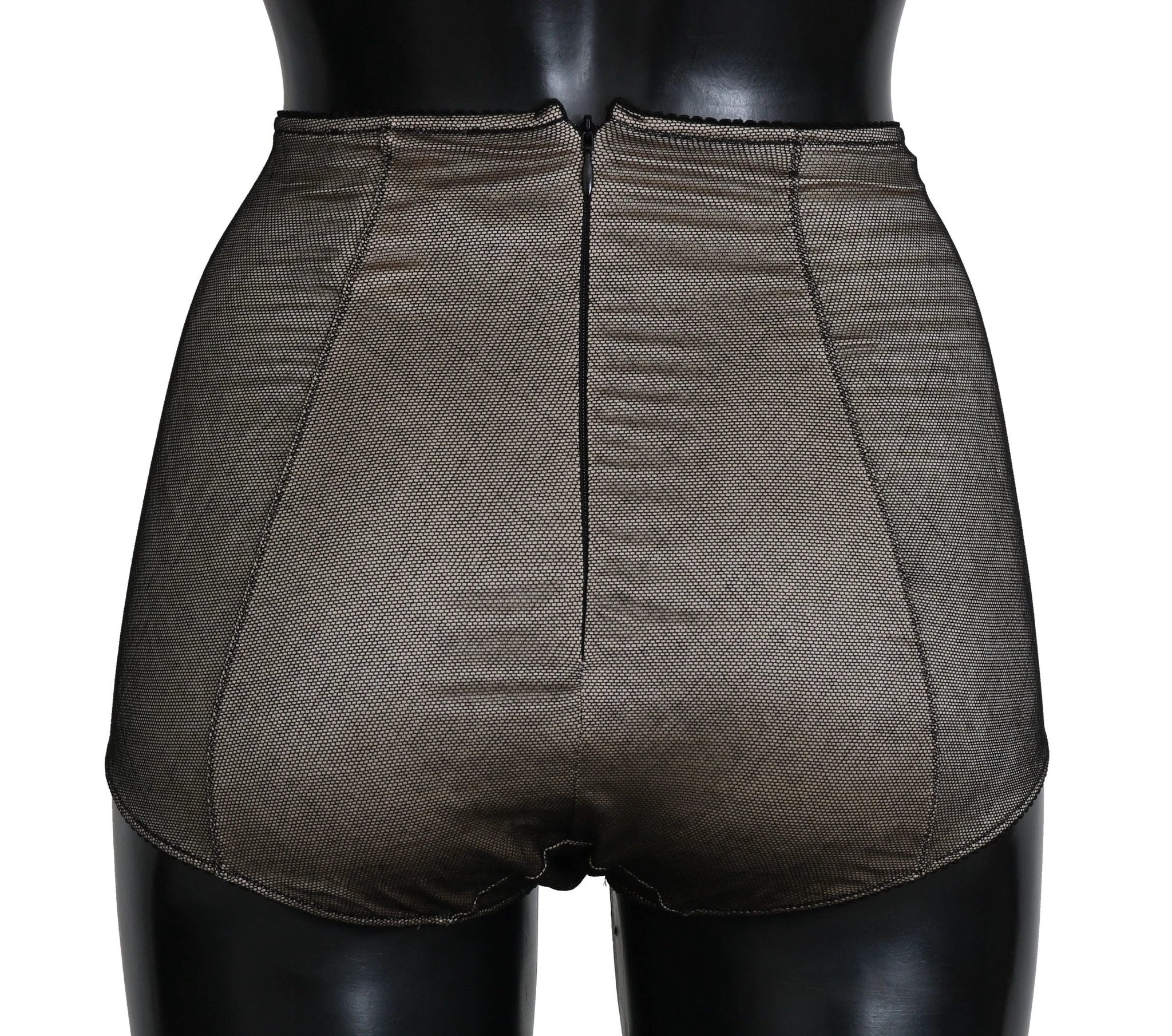 Dolce & Gabbana Bottoms Underwear Beige With Black Net by Dolce & Gabbana
