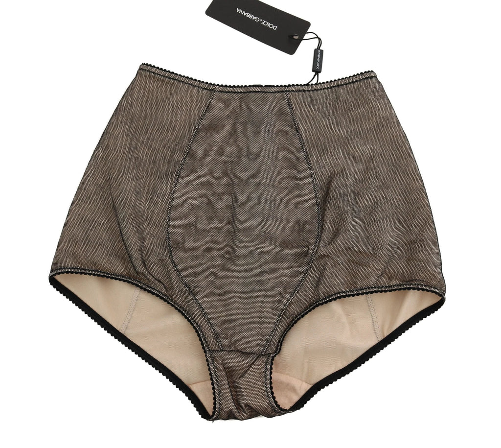 Dolce & Gabbana Bottoms Underwear Beige With Black Net by Dolce & Gabbana