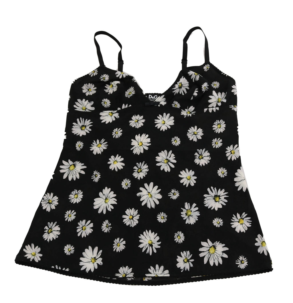 Dolce & Gabbana Black Daisy Print Dress Lingerie Chemisole by Dolce & Gabbana