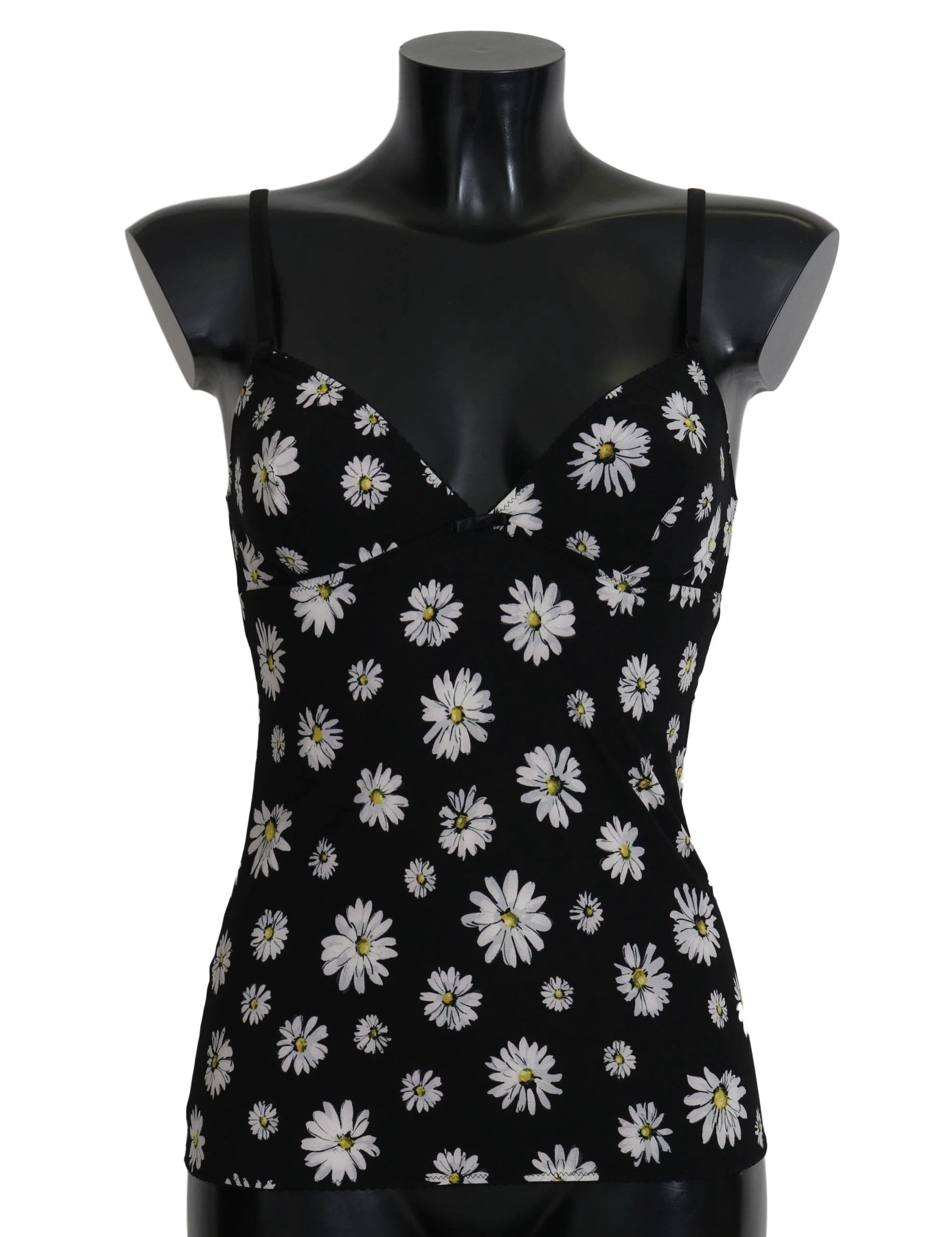 Dolce & Gabbana Black Daisy Print Dress Lingerie Chemisole by Dolce & Gabbana