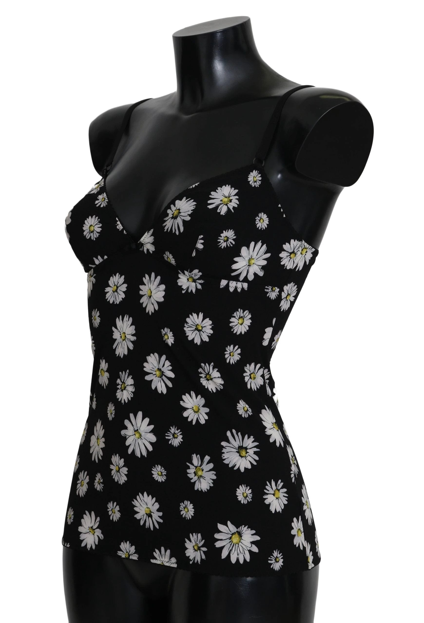 Dolce & Gabbana Black Daisy Print Dress Lingerie Chemisole by Dolce & Gabbana