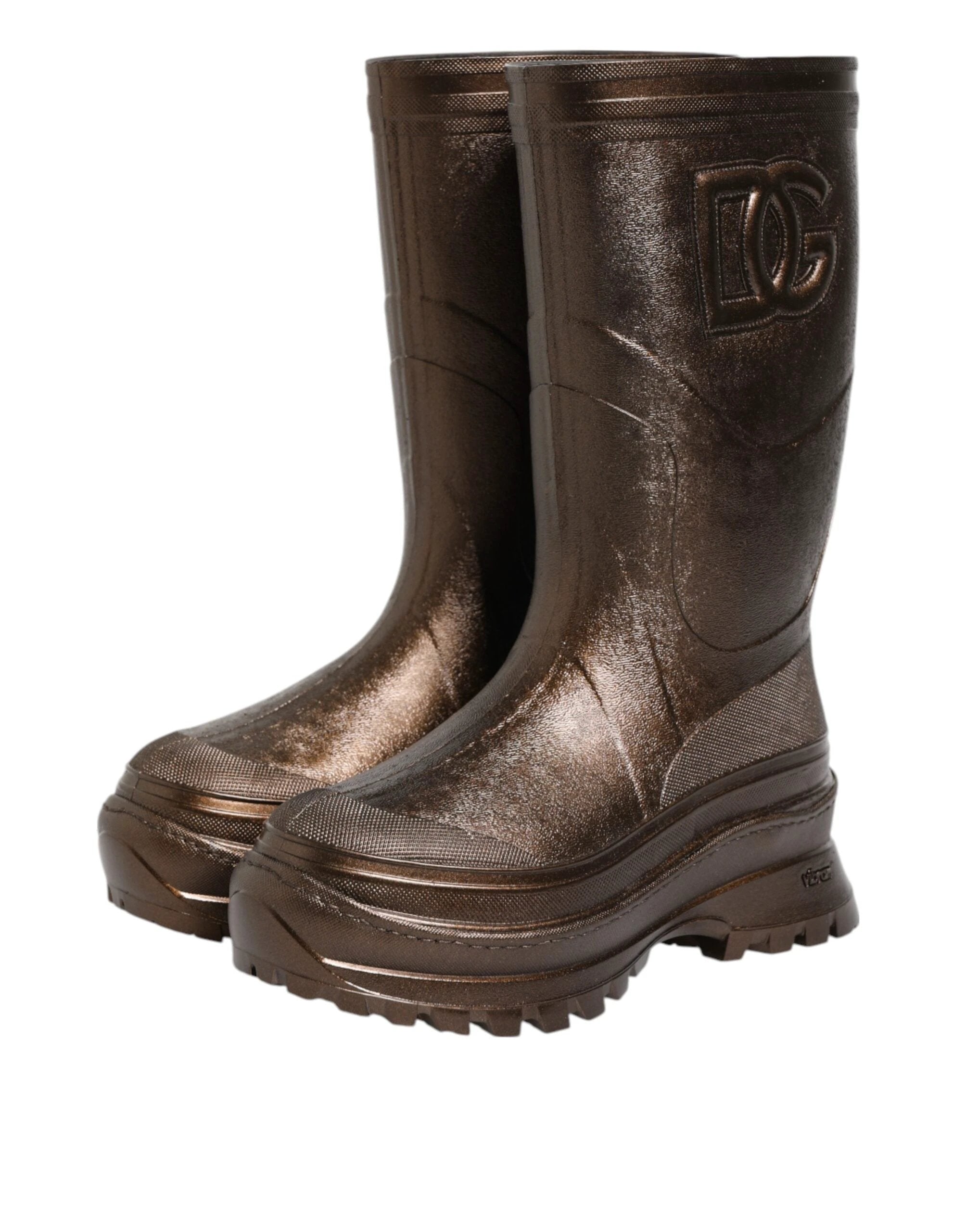Dolce & Gabbana Metallic Bronze Pull On Rain Boots Shoes by Dolce & Gabbana