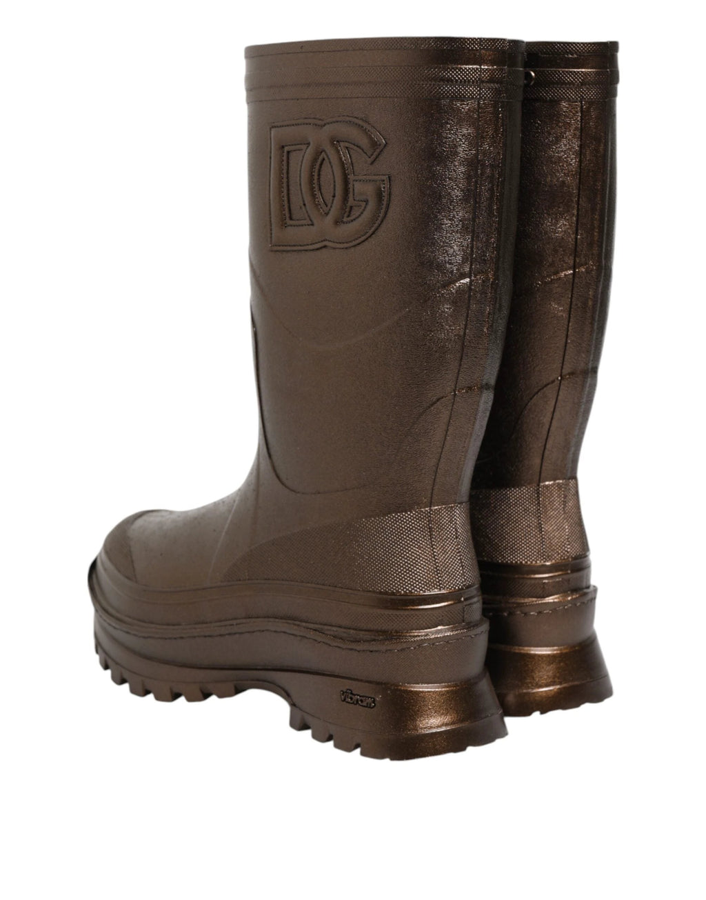 Dolce & Gabbana Metallic Bronze Pull On Rain Boots Shoes by Dolce & Gabbana