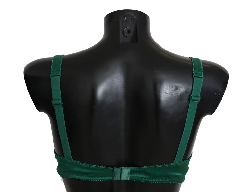 Dolce & Gabbana Green Silk Stretch Floral Lace Bra Underwear by Dolce & Gabbana