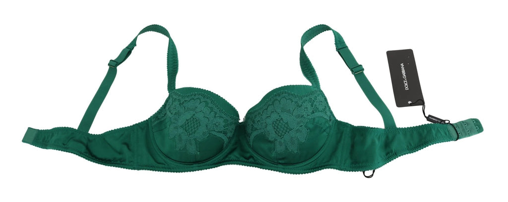 Dolce & Gabbana Green Silk Stretch Floral Lace Bra Underwear by Dolce & Gabbana
