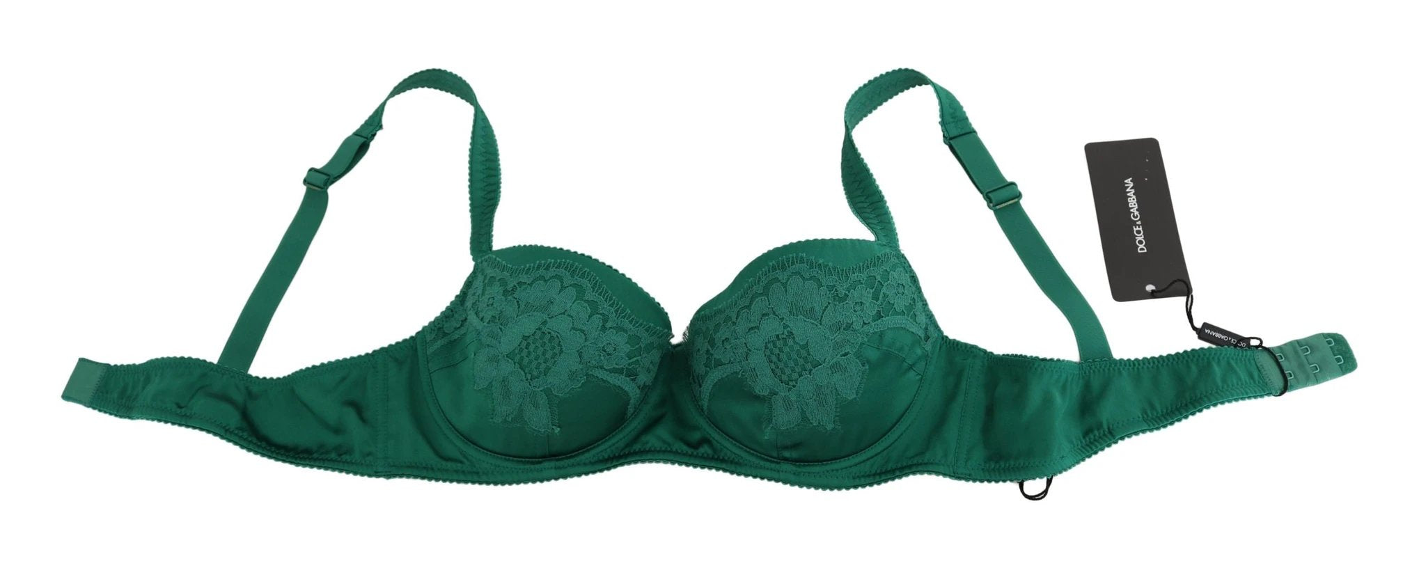 Dolce & Gabbana Green Silk Stretch Floral Lace Bra Underwear by Dolce & Gabbana