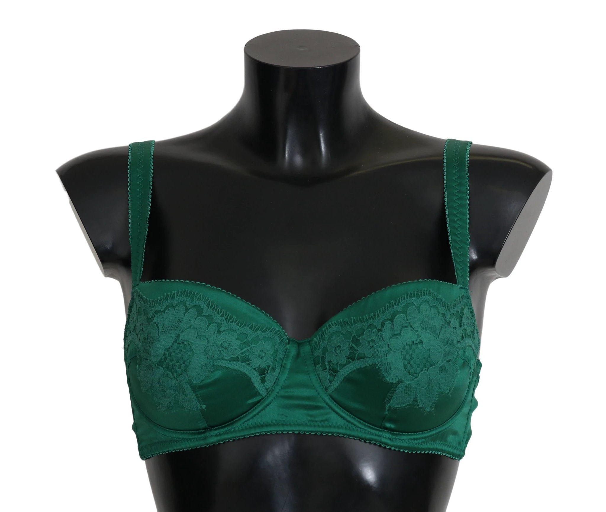 Dolce & Gabbana Green Silk Stretch Floral Lace Bra Underwear by Dolce & Gabbana