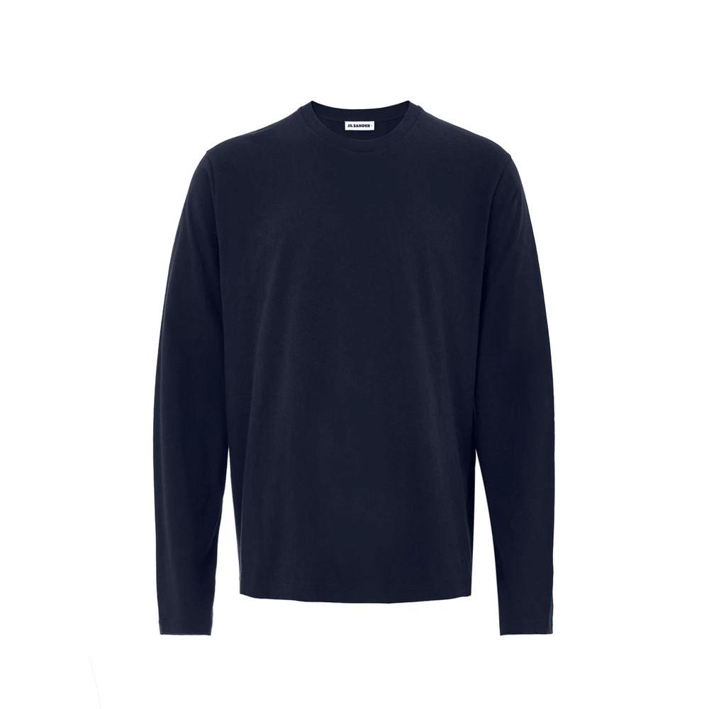 Women’s Blue Long Sleeve T-Shirt – Jil Sander Cotton Cashmere Logo Top