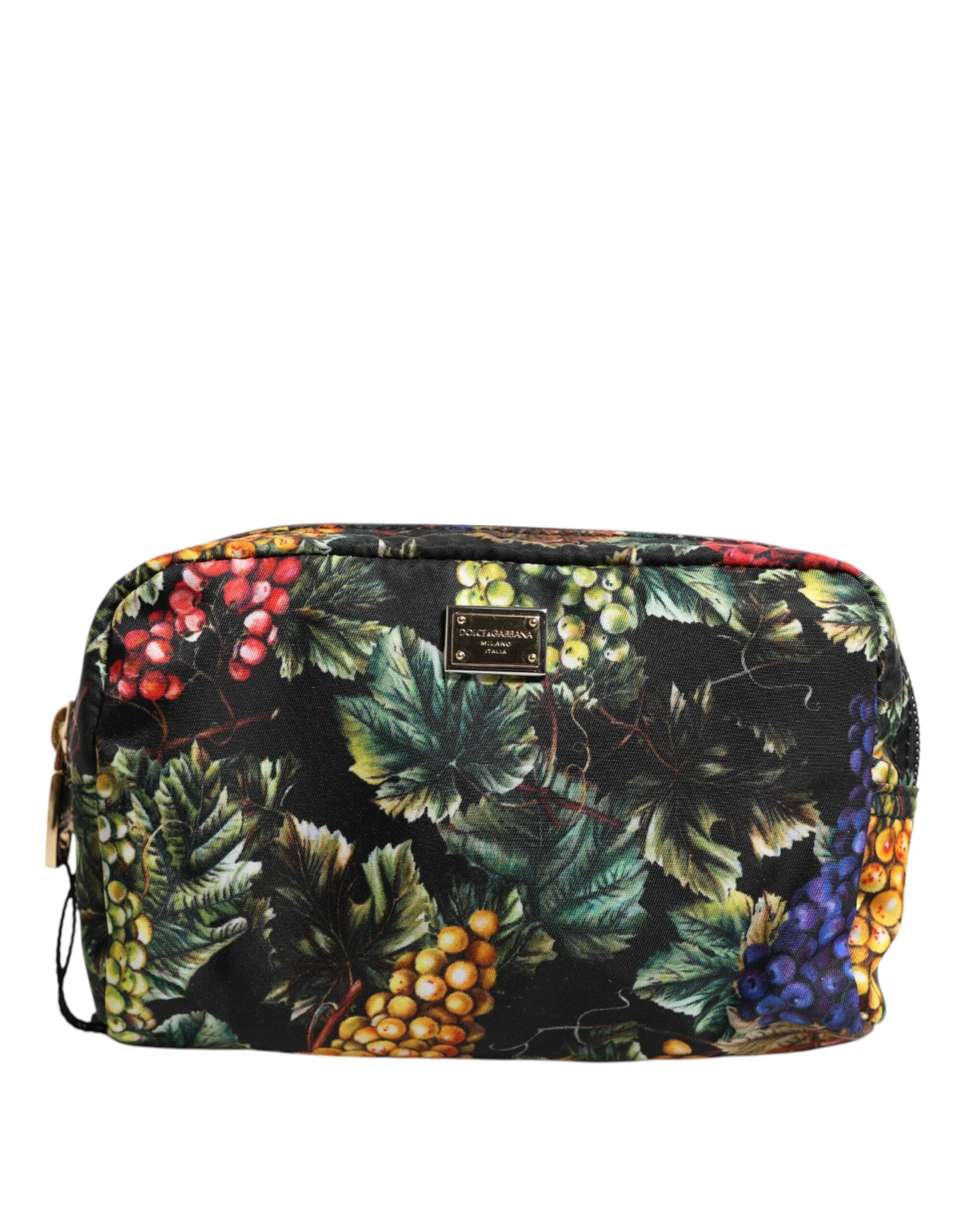 Dolce & Gabbana Multicolor Grape Print Clutch Logo Plaque Pouch Bag by Dolce & Gabbana