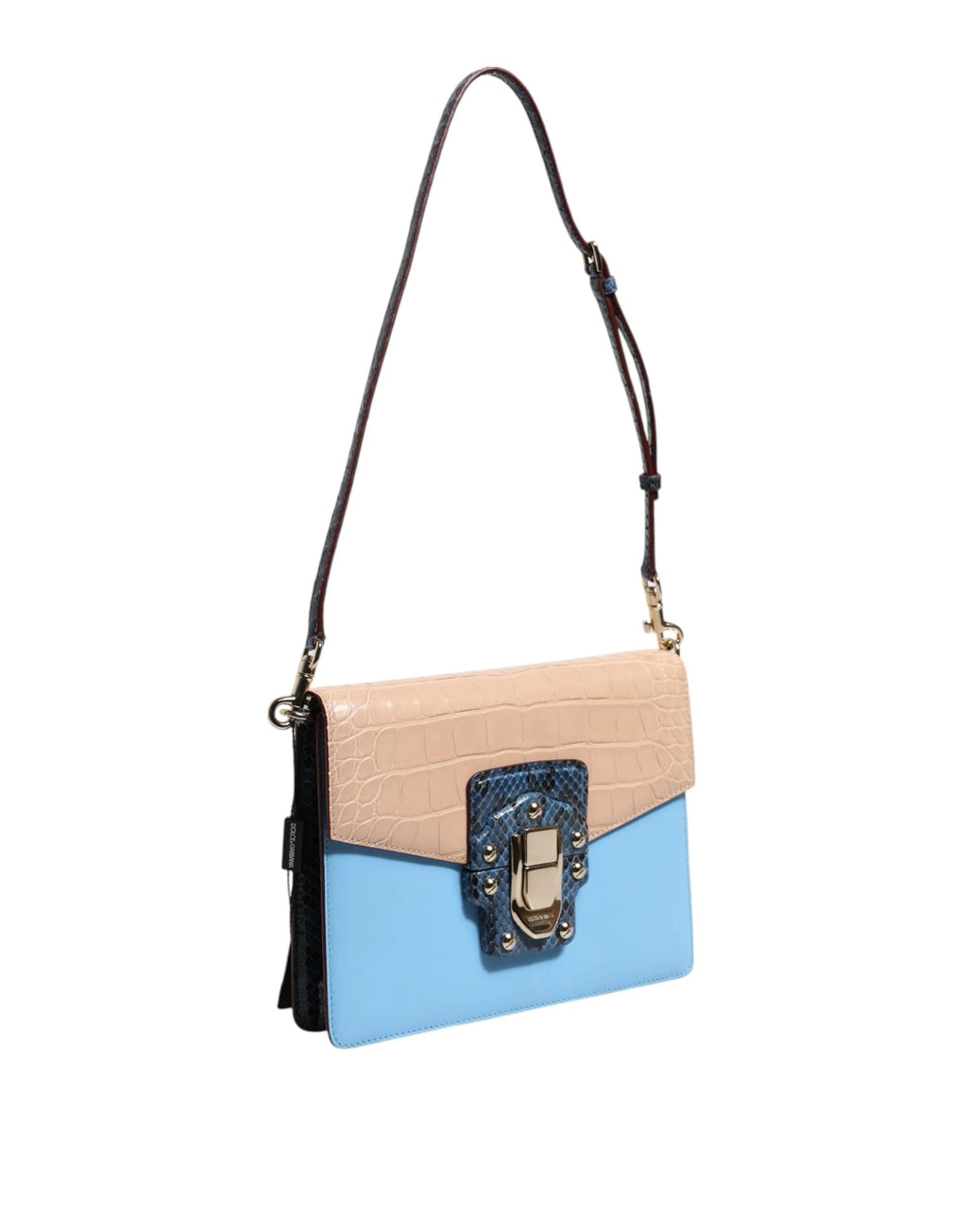 Dolce & Gabbana Blue Beige Exotic Leather LUCIA Crossbody Bag by Dolce & Gabbana