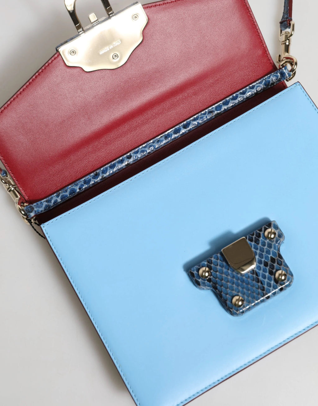 Dolce & Gabbana Blue Beige Exotic Leather LUCIA Crossbody Bag by Dolce & Gabbana