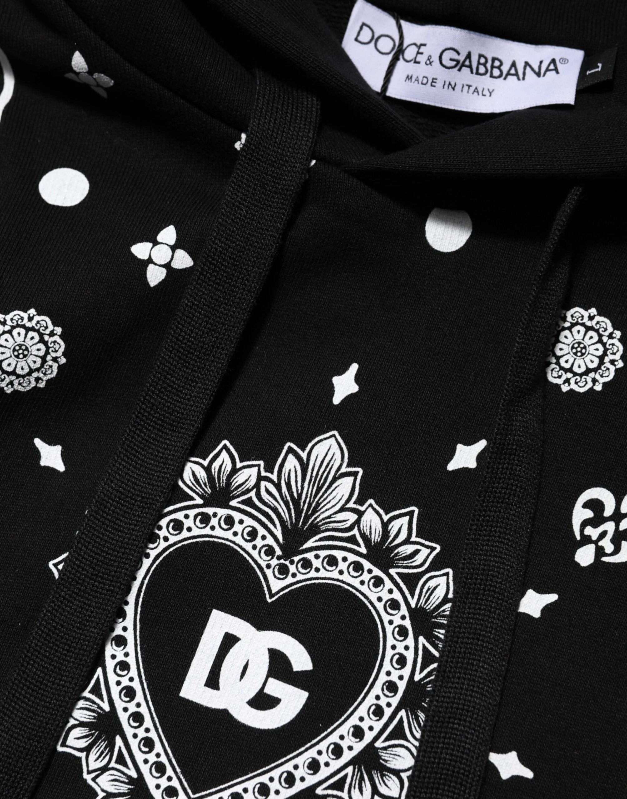 Dolce & Gabbana Black Bandana Hooded Men Sweatshirt Sweater by Dolce & Gabbana