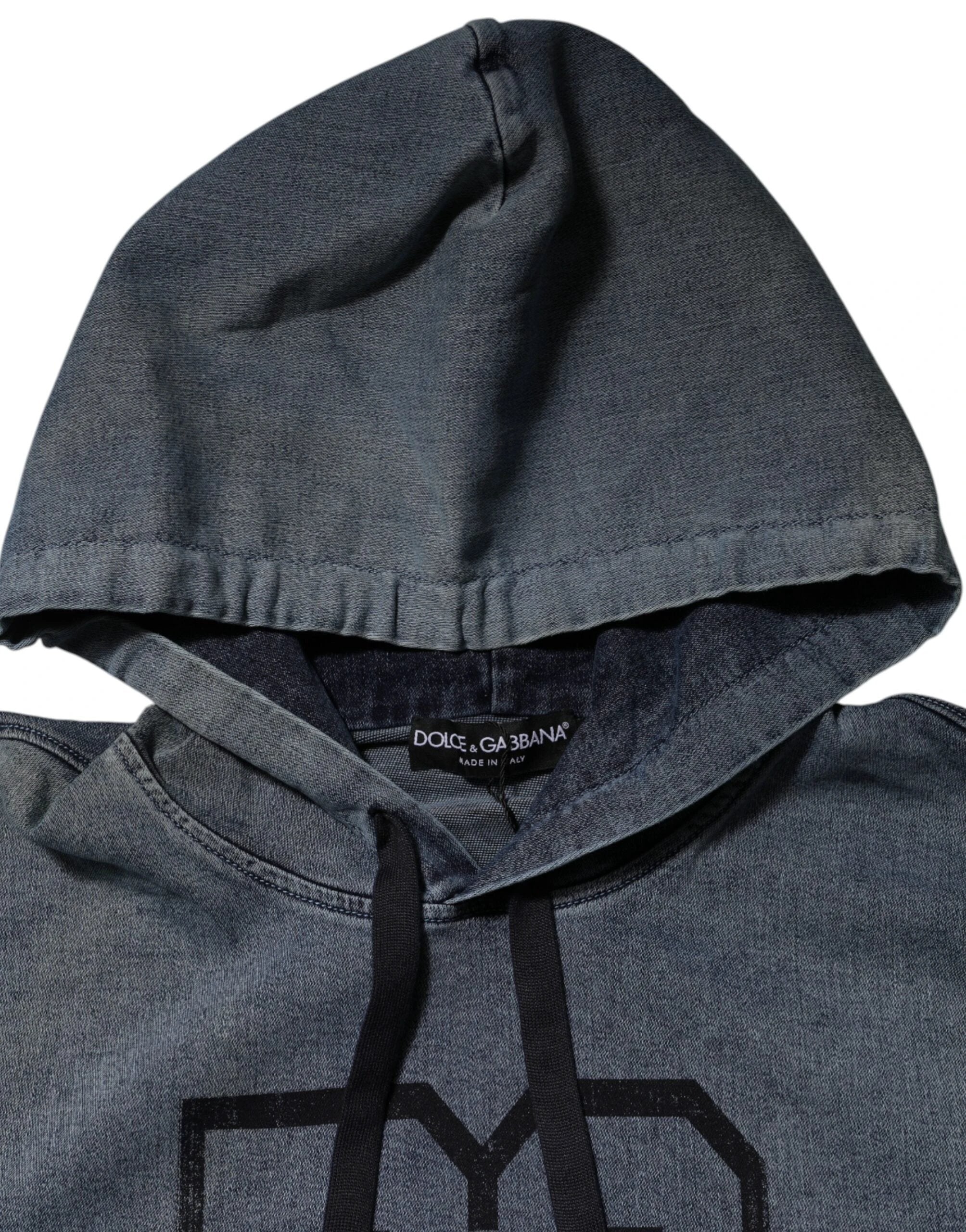 Dolce & Gabbana Blue Cotton Blend Hooded Sweatshirt Sweater by Dolce & Gabbana