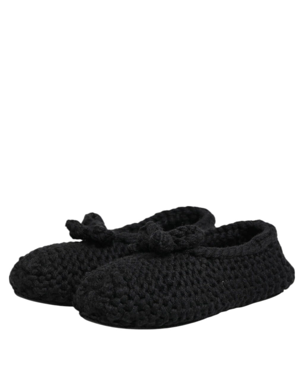 Dolce & Gabbana Black Wool Knit Slip On Ballerina Flats Shoes by Dolce & Gabbana