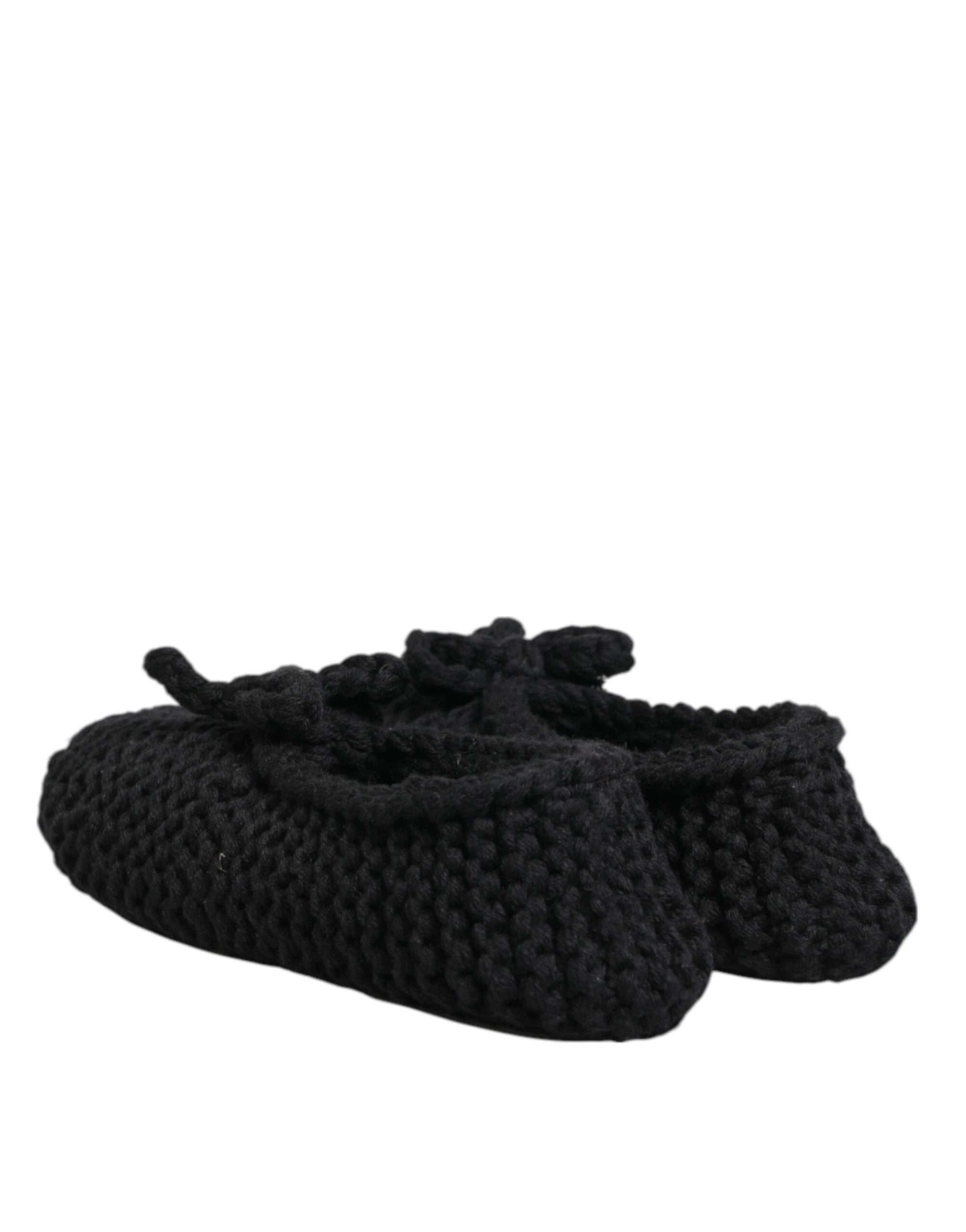 Dolce & Gabbana Black Wool Knit Slip On Ballerina Flats Shoes by Dolce & Gabbana