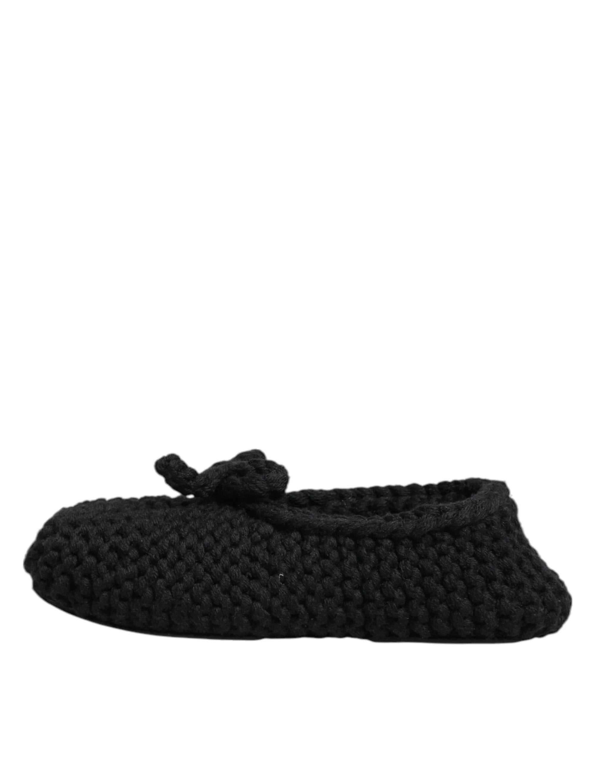 Dolce & Gabbana Black Wool Knit Slip On Ballerina Flats Shoes by Dolce & Gabbana
