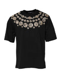 Dolce & Gabbana Black Coin Print Cotton Crew Neck T-shirt by Dolce & Gabbana