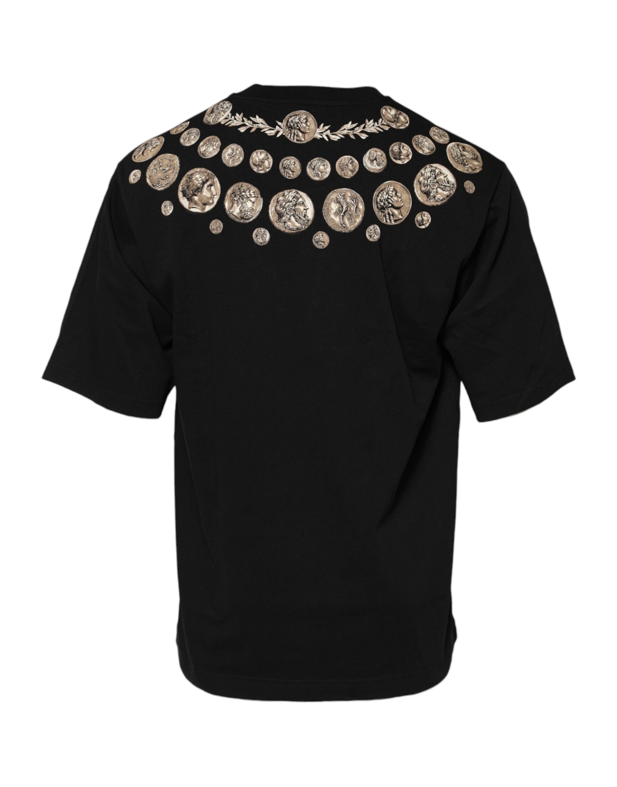 Dolce & Gabbana Black Coin Print Cotton Crew Neck T-shirt by Dolce & Gabbana
