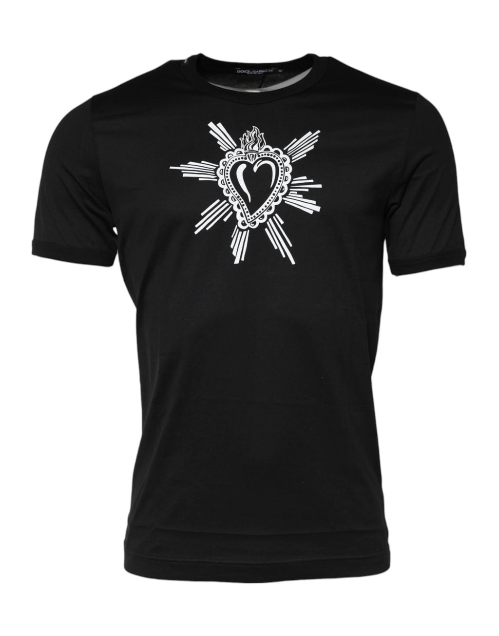 Dolce & Gabbana Black Sacred Heart Cotton Crew Neck T-shirt by Dolce & Gabbana