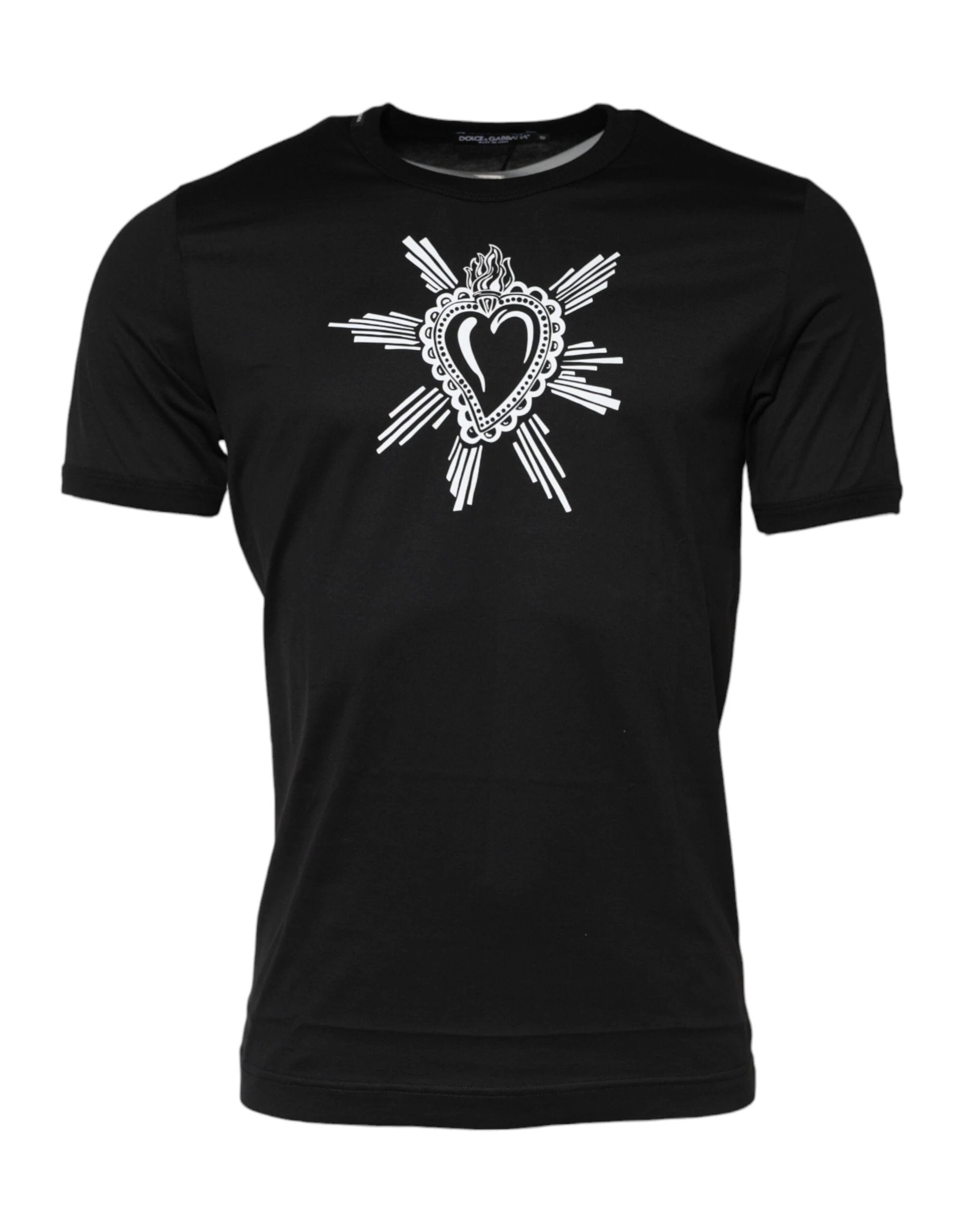 Dolce & Gabbana Black Sacred Heart Cotton Crew Neck T-shirt by Dolce & Gabbana
