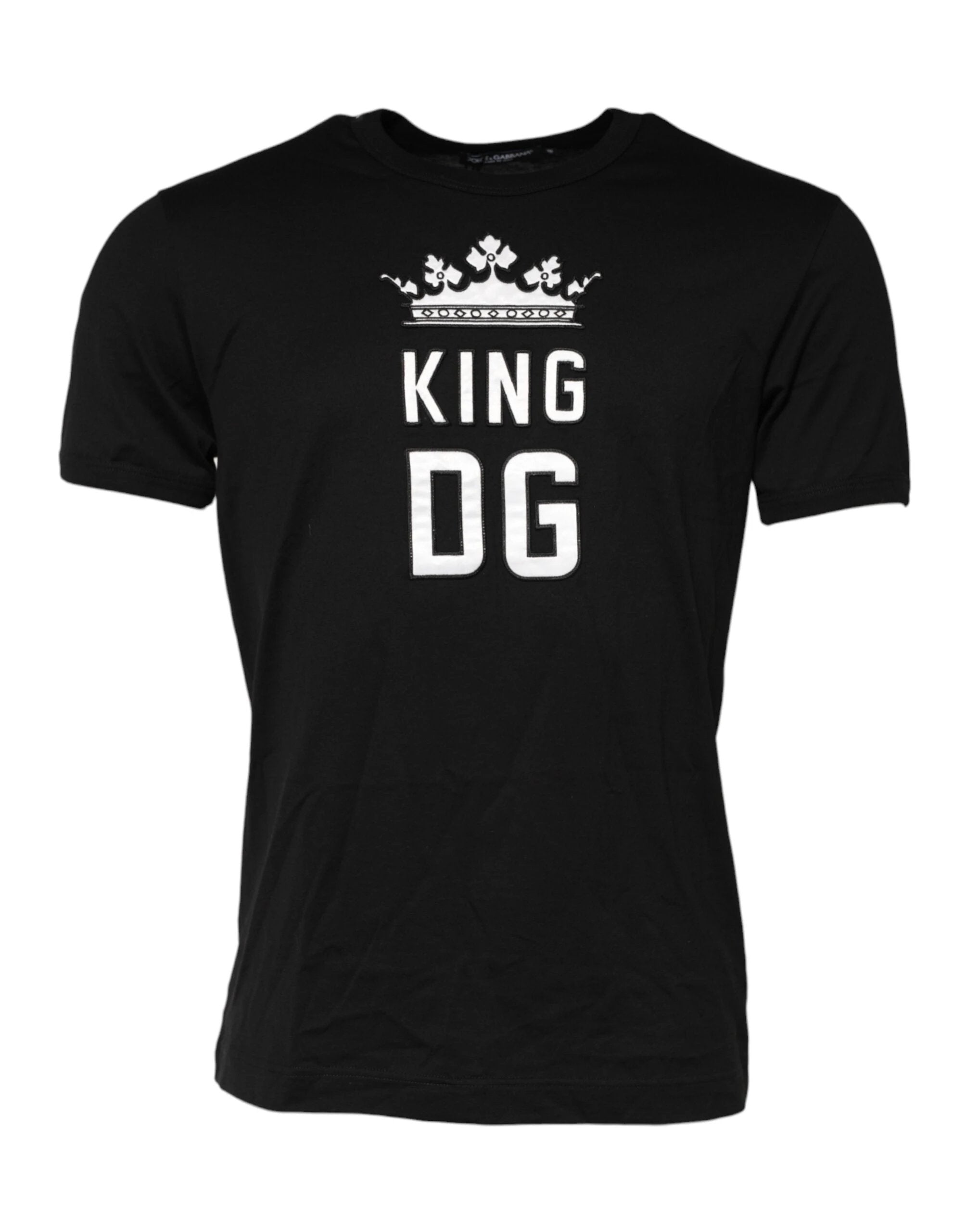 Dolce & Gabbana Black DG King Crown Cotton Crew Neck T-shirt by Dolce & Gabbana