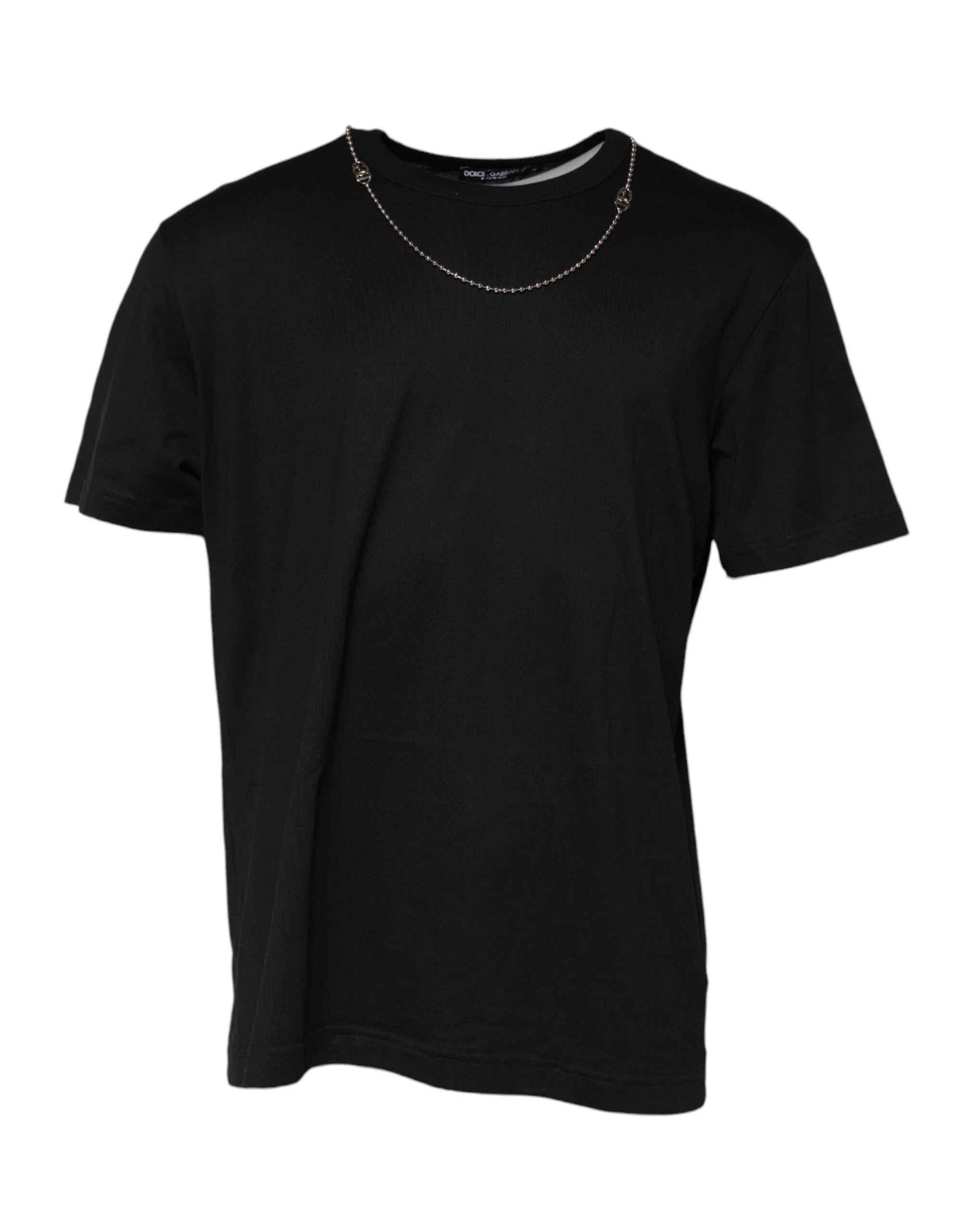 Dolce & Gabbana Black Chain Necklace Cotton Crewneck T-shirt by Dolce & Gabbana