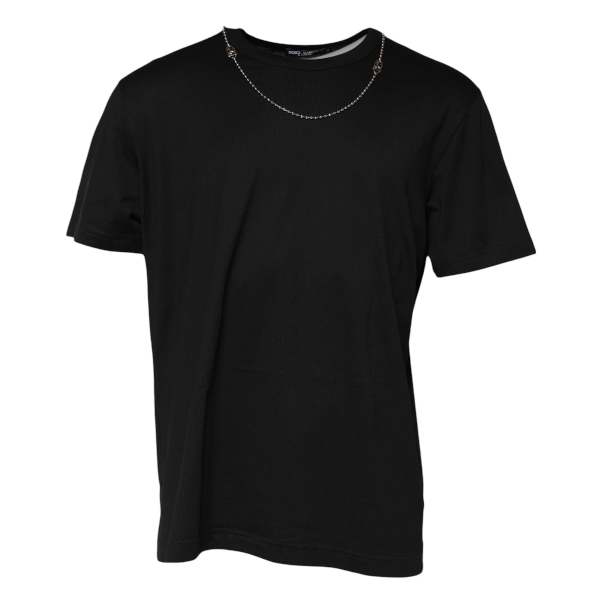 Dolce & Gabbana Black Chain Necklace Cotton Crewneck T-shirt by Dolce & Gabbana