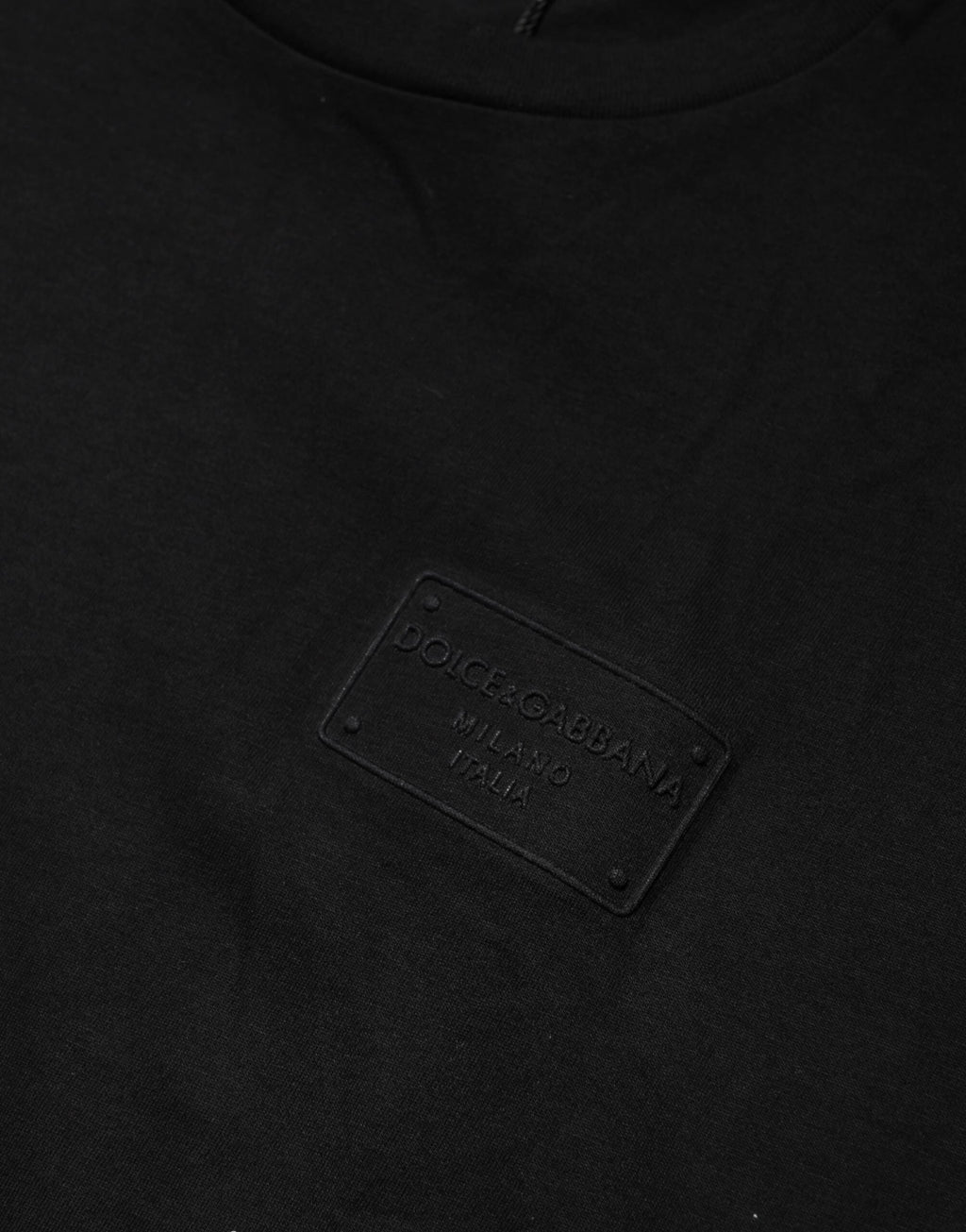 Dolce & Gabbana Black Logo Plaque Cotton Crew Neck T-shirt by Dolce & Gabbana