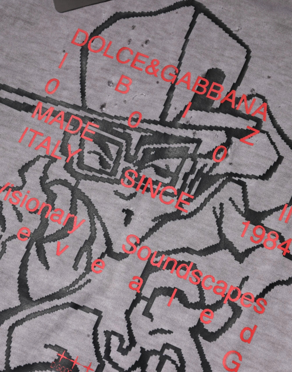 Dolce & Gabbana Gray Graphic Print Cotton Crew Neck T-shirt by Dolce & Gabbana