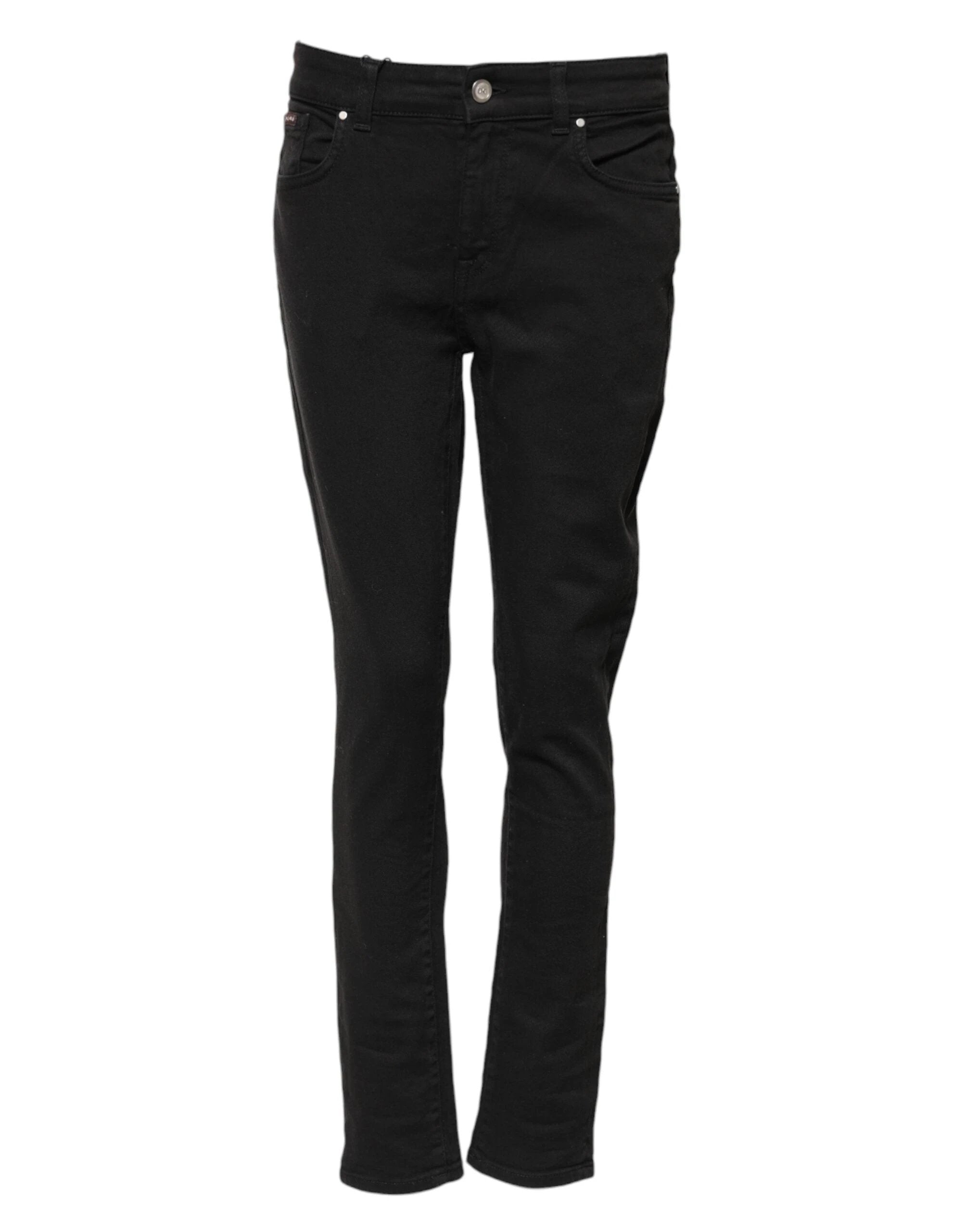 Dolce & Gabbana Black Cotton Skinny Mid Waist Denim Jeans by Dolce & Gabbana