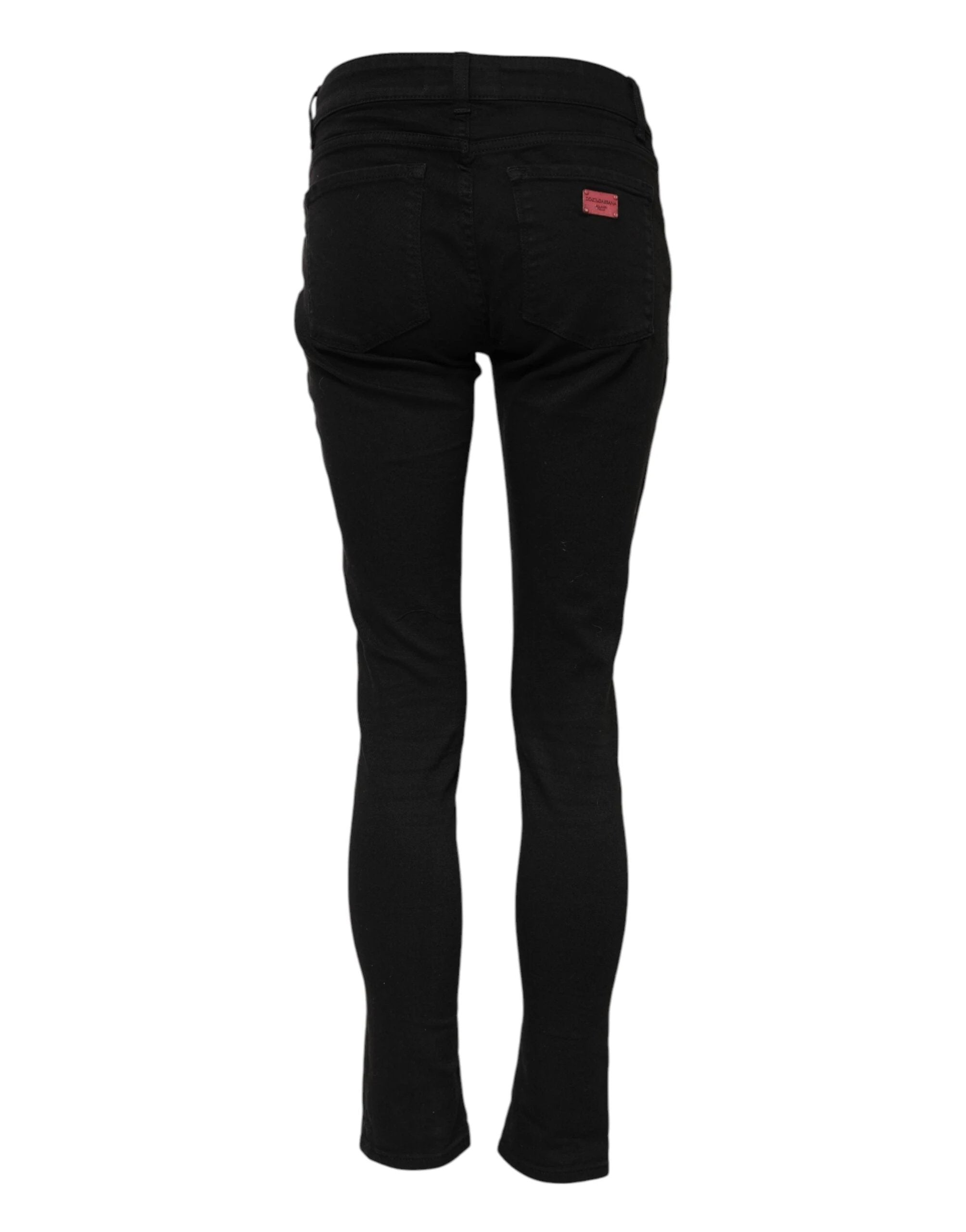Dolce & Gabbana Black Cotton Skinny Mid Waist Denim Jeans by Dolce & Gabbana