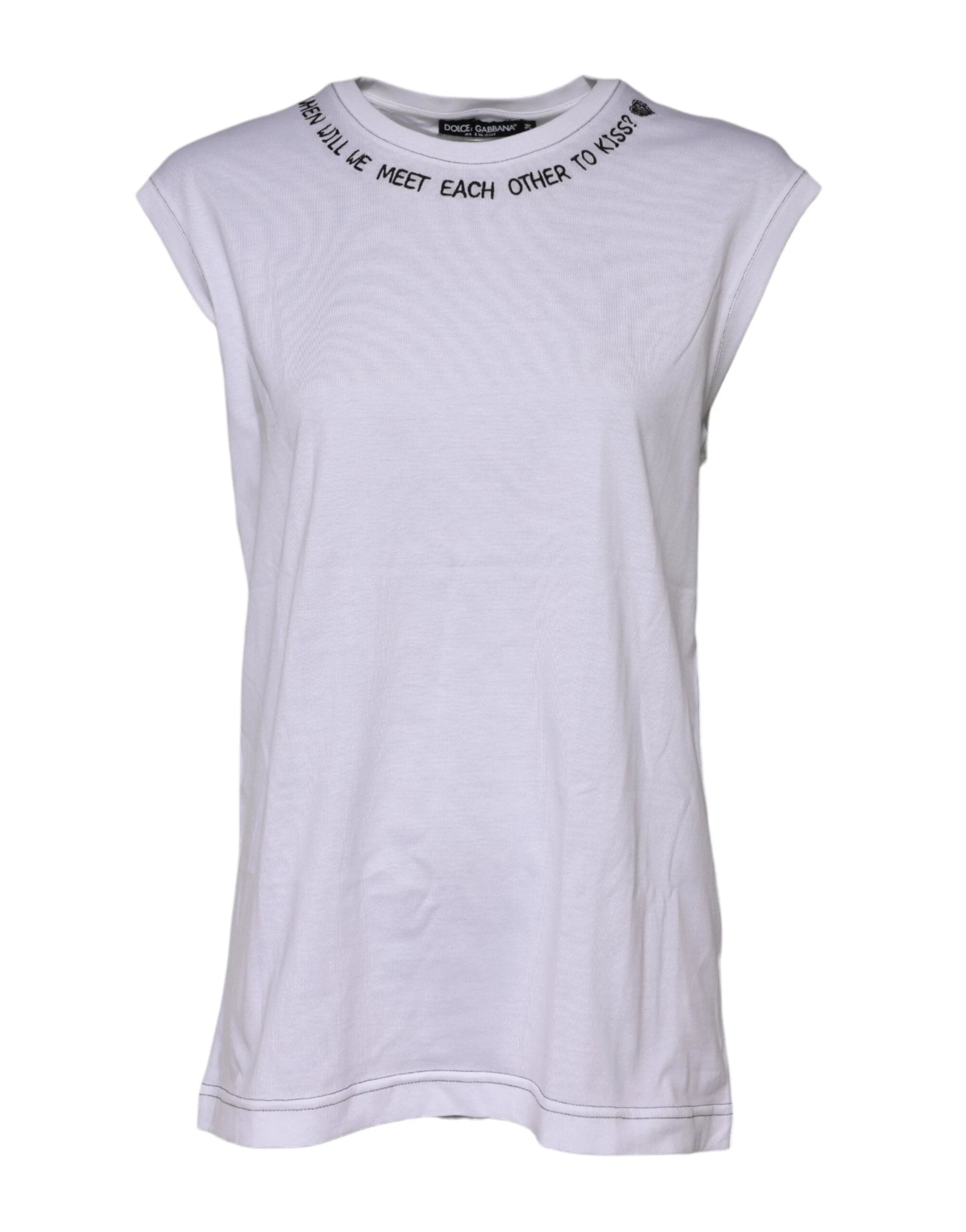 Dolce & Gabbana White Cotton Sleeveless Printed Tank T-shirt by Dolce & Gabbana