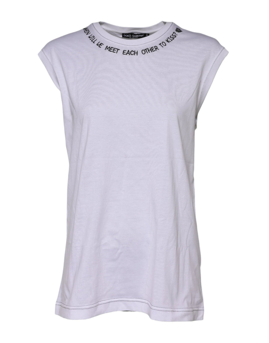 Dolce & Gabbana White Cotton Sleeveless Printed Tank T-shirt by Dolce & Gabbana
