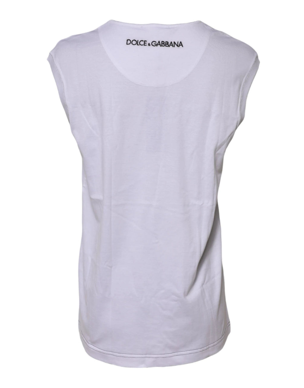 Dolce & Gabbana White Cotton Sleeveless Printed Tank T-shirt by Dolce & Gabbana