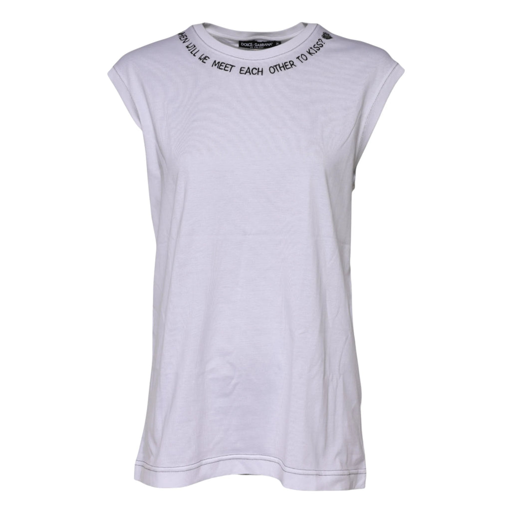Dolce & Gabbana White Cotton Sleeveless Printed Tank T-shirt by Dolce & Gabbana