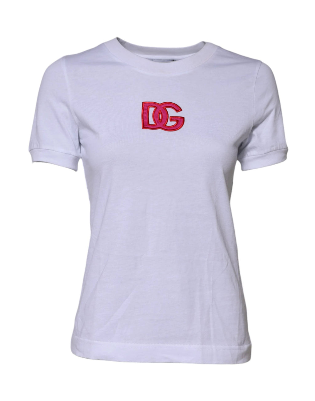 Dolce & Gabbana White Cotton DG Logo Embroidery Top T-shirt by Dolce & Gabbana