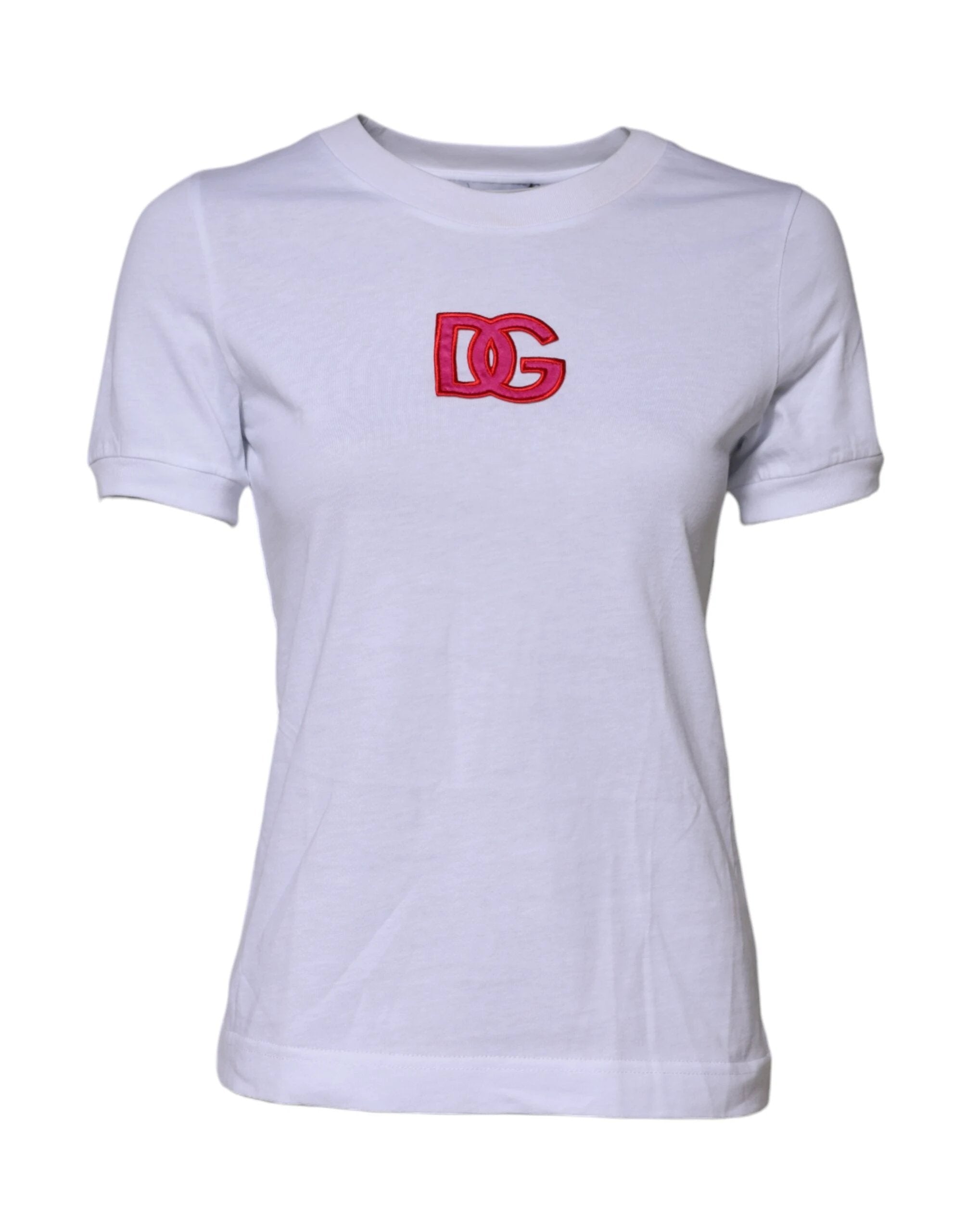 Dolce & Gabbana White Cotton DG Logo Embroidery Top T-shirt by Dolce & Gabbana