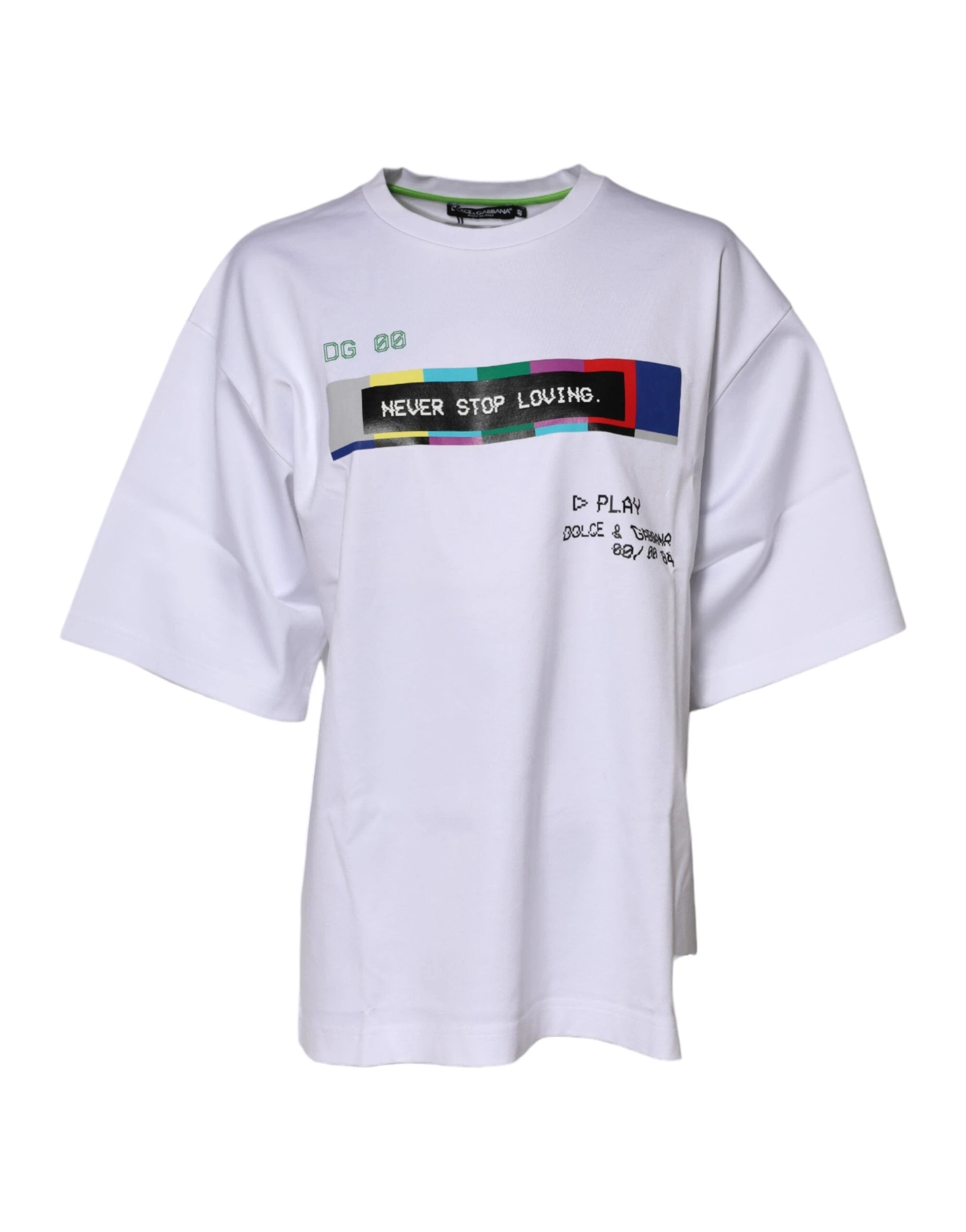Dolce & Gabbana White Cotton Printed Short Sleeves T-shirt by Dolce & Gabbana