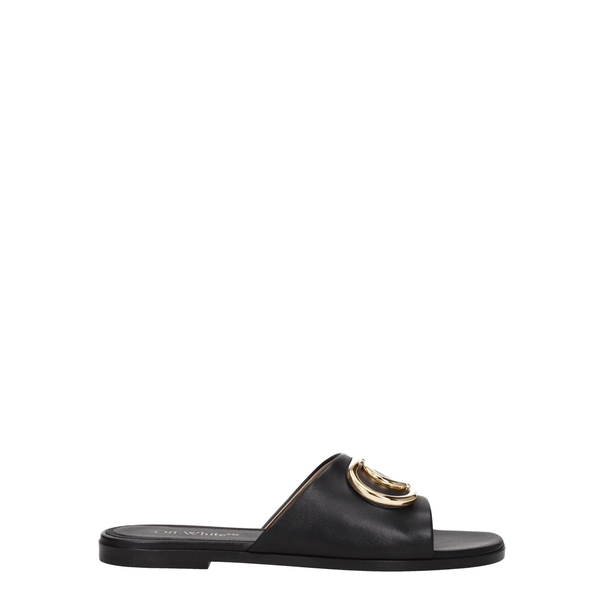 Pantoufles Off-White en cuir noir