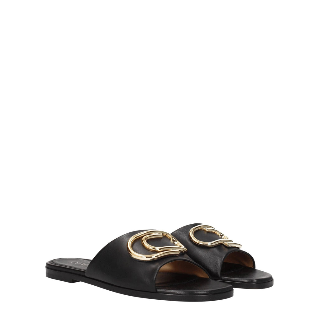 Pantoufles Off-White en cuir noir