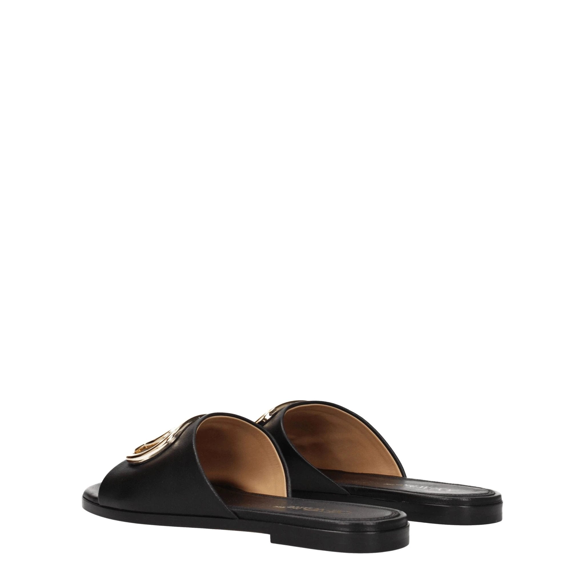 Pantoufles Off-White en cuir noir