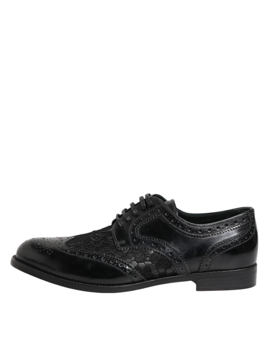 Dolce & Gabbana Black Leather Floral Lace Dress Formal Shoes by Dolce & Gabbana