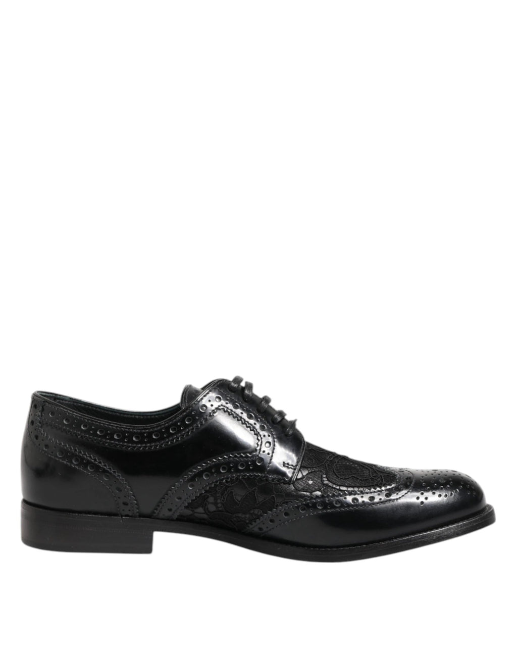 Dolce & Gabbana Black Leather Floral Lace Dress Formal Shoes by Dolce & Gabbana