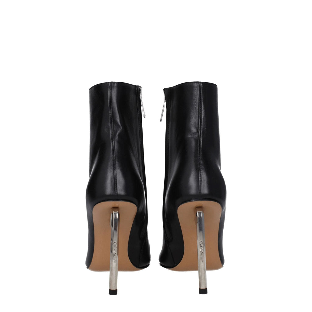 Off-White Black Leather Ankle Boots