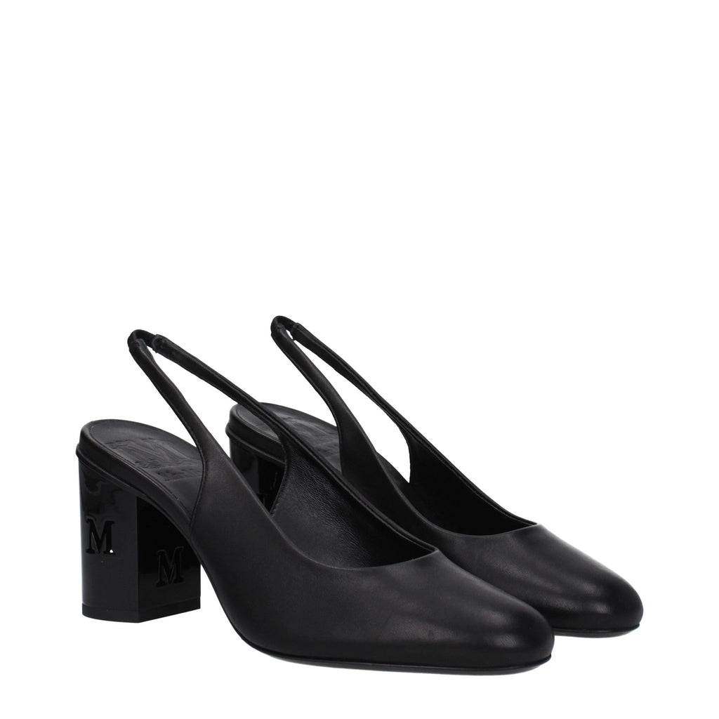 Escarpins à talons hauts en cuir noir Max Mara
