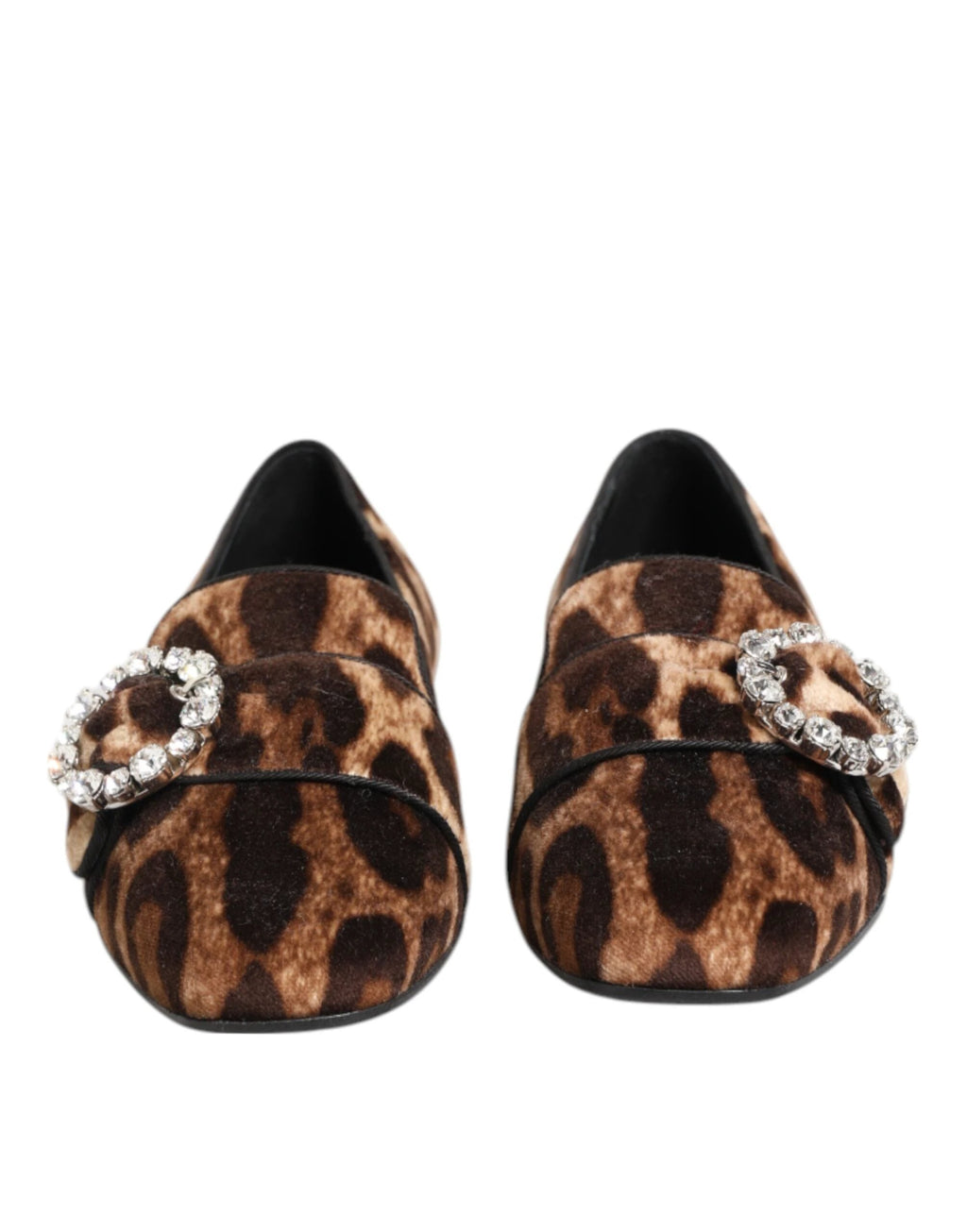 Dolce & Gabbana Brown Leopard Print Crystals Loafers Flats Shoes by Dolce & Gabbana
