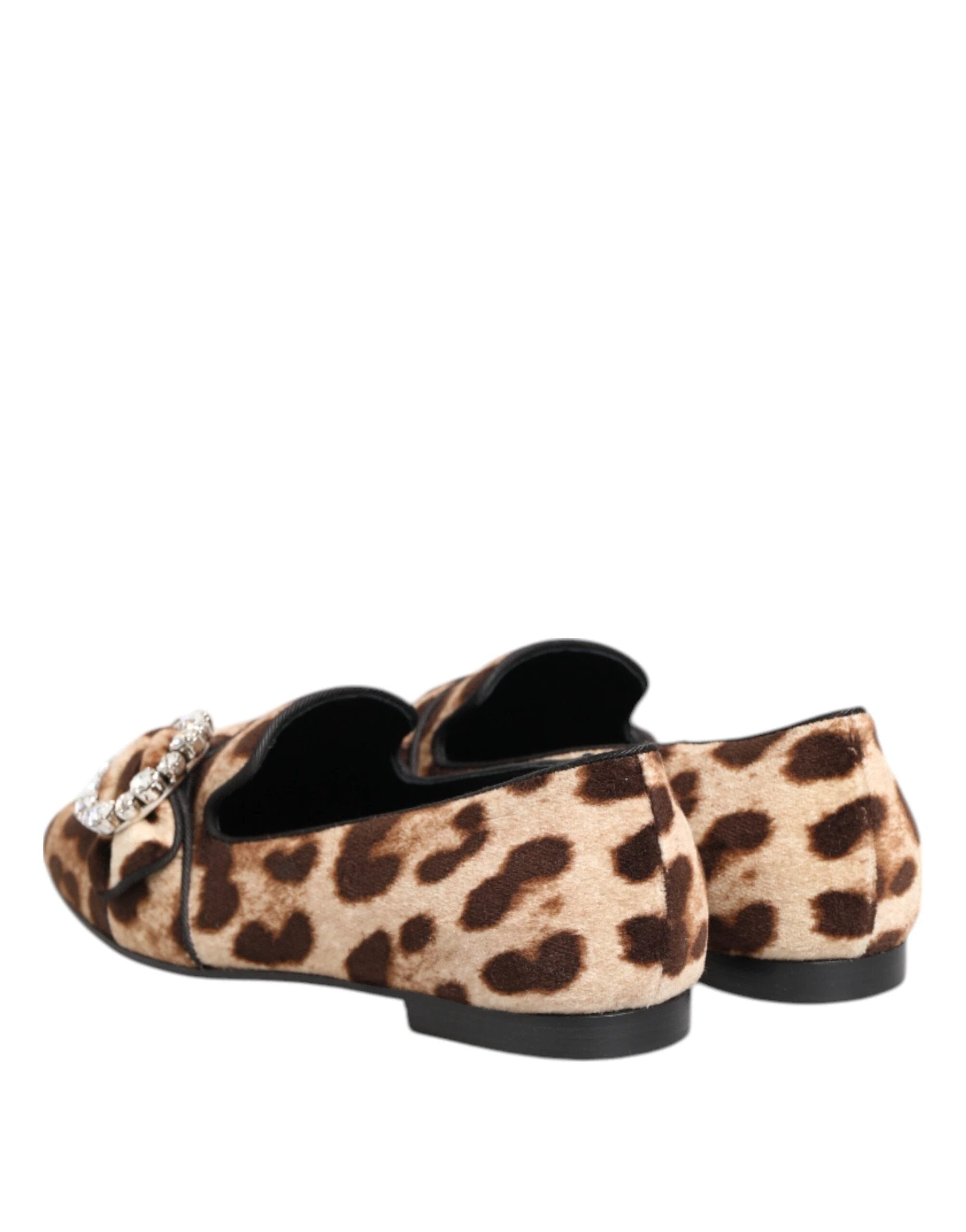 Dolce & Gabbana Brown Leopard Print Crystals Loafers Flats Shoes by Dolce & Gabbana