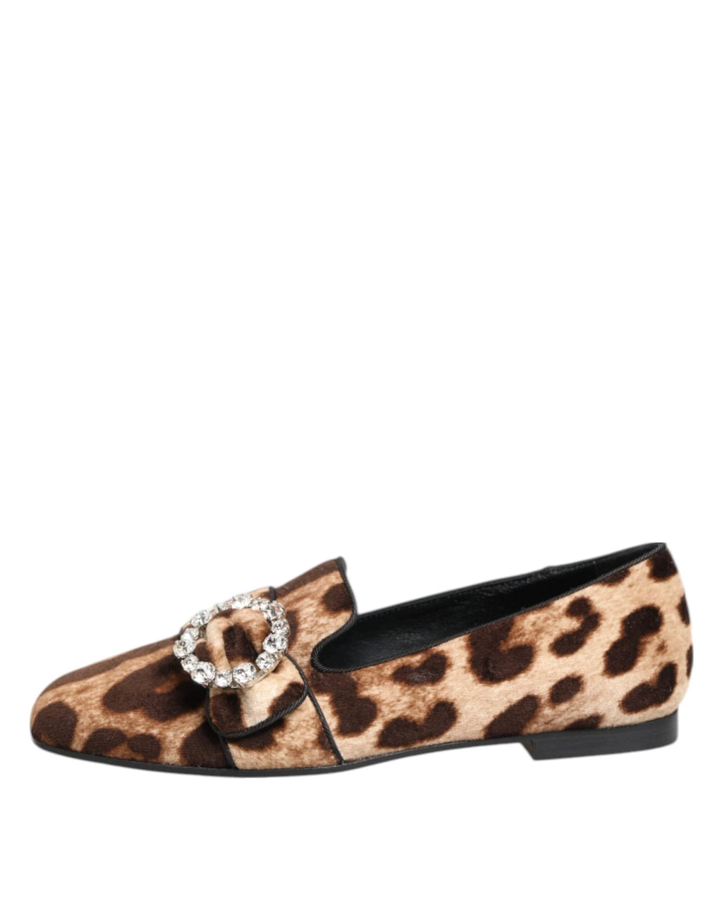 Dolce & Gabbana Brown Leopard Print Crystals Loafers Flats Shoes by Dolce & Gabbana
